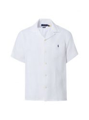 Polo Ralph Lauren Męska koszula lniana z krótkim rękawem Mężczyźni Regular Fit len (100%) biały jednolity, L. Białe koszule męskie Polo Ralph Lauren, l, bez wzorów, ze lnu, bez kołnierzyka, bez ramiączek. Za 819.95 zł.