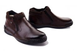 RIEKER TEX B0392-25 brown, botki męskie. Brązowe botki męskie Rieker, na zimę, bez wzorów, bez zapięcia. Za 429.90 zł.