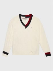 Tommy Hilfiger Sweter KG0KG06903 Écru Oversize. Swetry dla dziewczynek Tommy Hilfiger, bez wzorów, z syntetyku, bez kołnierzyka, bez ramiączek, bez kaptura. Za 379.99 zł.