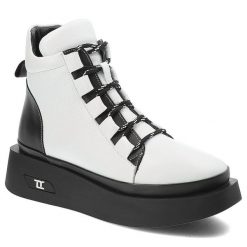Białe Botki Artiker Modne Obuwie Damskie. Białe botki damskie Artiker, na wiosnę, z materiału, eleganckie, bez obcasa, na obcasie, bez zapięcia. Za 269.00 zł.