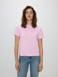 T-shirt regular z merceryzowanej bawełny - różowy. Czerwone t-shirty damskie Reserved, l, bez wzorów, z bawełny, bez kołnierzyka. Za 79.99 zł.