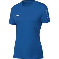 Damska koszulka Jako Team. Niebieskie koszulki sportowe damskie Jako, bez wzorów, z materiału, bez kołnierzyka, bez ramiączek, na fitness i siłownię. Za 93.54 zł.