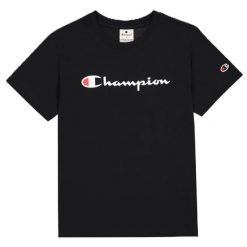 T-shirt Damski Z Bawełny Z Krótkim Rękawem. Czarne t-shirty damskie Champion, m, bez wzorów, z bawełny, casualowe, bez kołnierzyka. Za 132.99 zł.