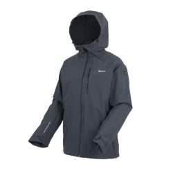 Kurtka turystyczna przeciwdeszczowa damska Birchdale wodoodporna. Szare kurtki damskie Regatta, bez wzorów, bez kaptura, trekkingowe. Za 229.99 zł.