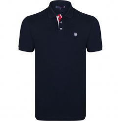 Koszulka polo w kolorze czarnym. Czarne koszulki polo męskie Giorgio di Mare, z haftami, z bawełny. W wyprzedaży za 108.95 zł.