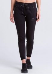 Spodnie dresowe damskie Erima essential. Czarne spodnie dresowe damskie Erima, bez wzorów, z bawełny. Za 301.99 zł.