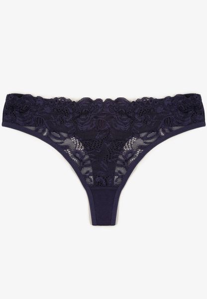 Granatowe Koronkowe Majtki Stringi z Bawełny Venalora. Niebieskie stringi damskie Born2be, l, bez wzorów, z bawełny. Za 9.99 zł.