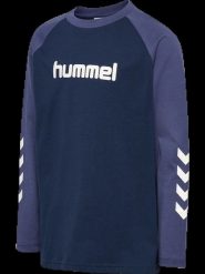 Hummel Koszulka z długim rękawem hmlJR Logo z bawełny organicznej. Niebieskie t-shirty dla chłopców Hummel, bez wzorów, z bawełny, bez ramiączek. Za 124.50 zł.