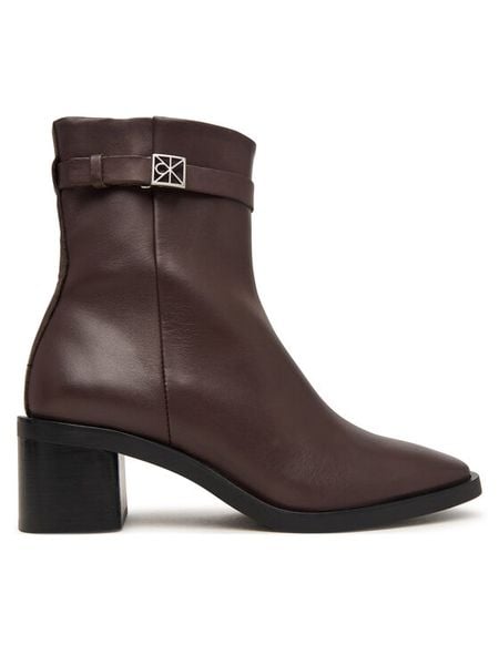 Calvin Klein Botki Block Heel Ank Boot Lth Hdw HW0HW03171 Brązowy. Brązowe botki damskie Calvin Klein, bez obcasa, na słupku, bez zapięcia. Za 849.99 zł.