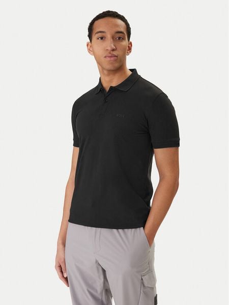BOSS Polo Pio 1 50554574 Czarny Regular Fit. Czarne koszulki polo męskie Boss, l, bez wzorów, z bawełny, bez ramiączek. Za 264.99 zł.