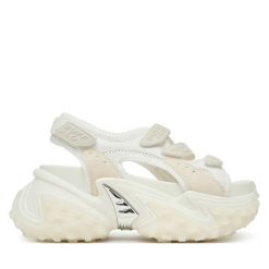 Sandały Buffalo. Białe sandały damskie Buffalo, bez wzorów, bez obcasa, na płaskiej podeszwie, bez zapięcia. Za 429.99 zł.