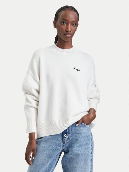 HUGO Sweter Shenny_B 50569622 Kremowy Oversize. Białe swetry damskie Hugo, s, bez wzorów, bez kołnierzyka, bez ramiączek, bez kaptura. Za 549.99 zł.