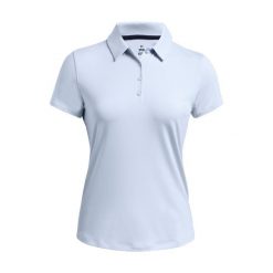 Damska koszulka polo Under Armour Playoff. Niebieskie koszulki sportowe damskie Under Armour, bez wzorów, bez kołnierzyka, bez ramiączek, na golfa. Za 294.50 zł.