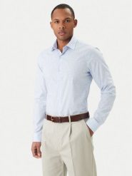 Calvin Klein Koszula LV019EU109 Niebieski Slim Fit. Niebieskie koszule męskie Calvin Klein, m, bez wzorów, z bawełny, biznesowe, bez kołnierzyka, bez ramiączek. Za 419.99 zł.