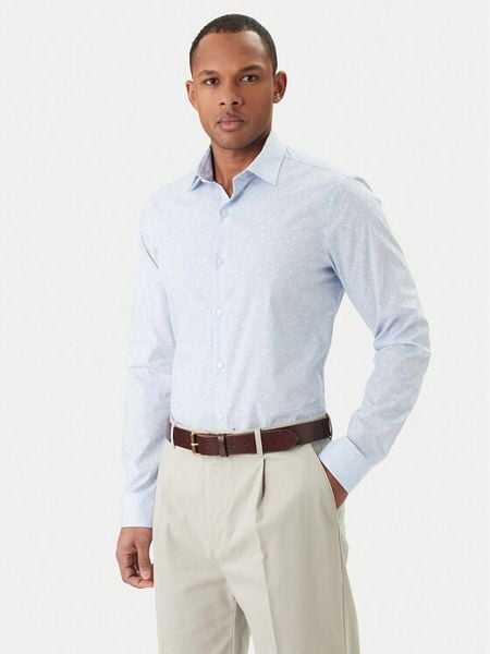 Calvin Klein Koszula LV019EU109 Niebieski Slim Fit. Niebieskie koszule męskie Calvin Klein, m, bez wzorów, z bawełny, biznesowe, bez kołnierzyka, bez ramiączek. Za 264.99 zł.