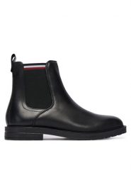 Tommy Hilfiger Botki Cleated Hilifger W FM0FM05728 Czarny. Czarne botki męskie Tommy Hilfiger, bez wzorów, ze skóry, bez zapięcia. Za 599.99 zł.