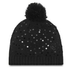 Czapka Guess. Czarne czapki i kapelusze damskie Guess, na zimę, z aplikacjami. Za 199.99 zł.