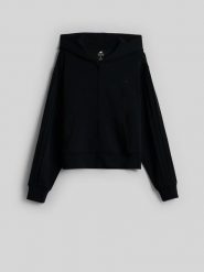 4F Bluza dresowa regular z modalem damska - czarna XL. Czarne bluzy damskie 4f, xl, bez wzorów, z dresówki, z kapturem. Za 199.99 zł.