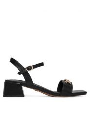 Nine West Sandały R23SS00452 Czarny. Czarne sandały damskie Nine West, bez wzorów, z materiału, bez obcasa, na słupku, bez zapięcia. Za 229.99 zł.