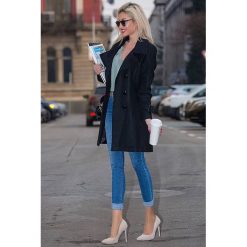 Płaszcz SONINA BLACK. Czarne kurtki damskie Płaszcz SONINA BLACK, l, bez wzorów, bez kaptura. W wyprzedaży za 129.00 zł.