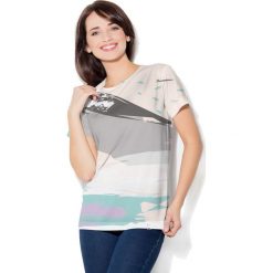 Colour Pleasure Koszulka CP-030 26 biało-miętowo-szara r. XXXL/XXXXL. Bluzki damskie marki Colour Pleasure. Za 70.35 zł.