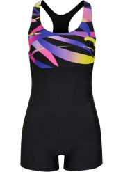 Sportowy kostium kąpielowy z szybkoschnącego materiału. Czarne kostiumy jednoczęściowe damskie bonprix, bez wzorów, sportowe. Za 159.99 zł.