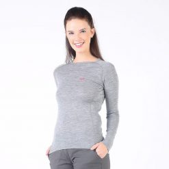 Koszulka termoaktywna damska Woolona Alize 100% Merino. Szare koszulki sportowe damskie WOOLONA, s, bez wzorów, z wełny, bez kołnierzyka, bez ramiączek, trekkingowe. W wyprzedaży za 292.50 zł.