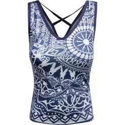 Top DEHA HARMONIC. Niebieskie t-shirty damskie Deha, bez wzorów, z tkaniny, bez kołnierzyka. W wyprzedaży za 125.00 zł.