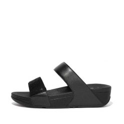 Kobiece klapki na koturnie FitFlop Lulu Hotfix. Czarne klapki damskie FIT FLOP, bez wzorów, bez obcasa, na koturnie. Za 379.20 zł.