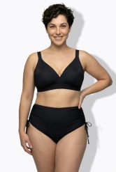 Damska Góra od bikini bez miękkich miseczek na podszewce z recyklingu. Czarne bikini damskie Ulla Popken, plus size, bez wzorów, plus size. Za 111.99 zł.