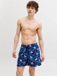 Kąpielówki Męskie - Vibes Novelty AOP - Navy Blazer. Niebieskie kąpielówki męskie Jack&Jones, m, bez wzorów, z materiału, na fitness i siłownię. Za 156.20 zł.