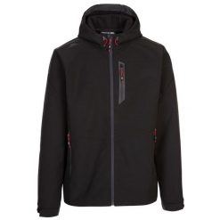 Męska Kurtka Soft Shell Marlon. Czarne kurtki sportowe męskie Trespass, l, bez wzorów, z softshellu, trekkingowe. Za 279.99 zł.