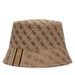 Kapelusz Guess. Brązowe czapki i kapelusze damskie Guess, z aplikacjami. Za 194.99 zł.