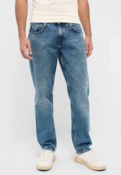 Męskie Spodnie jeansowe Mustang Style Denver Straight Denim Blue 1016443 5000 402. Niebieskie spodnie materiałowe męskie Mustang, l, bez wzorów, z denimu. Za 219.99 zł.