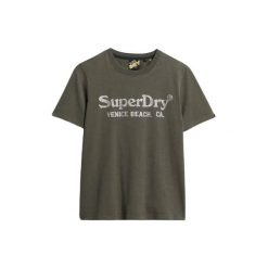 Metalikowa koszulka casual dla kobiet Superdry Venue. Brązowe t-shirty damskie Superdry., s, bez wzorów, casualowe, bez kołnierzyka. Za 134.50 zł.