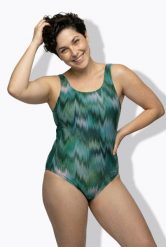 Damskie Strój kąpielowy rozmyty nadruk bez miękkich miseczek. Czarne kostiumy jednoczęściowe damskie Ulla Popken, plus size, bez wzorów, z elastanu, sportowe, plus size, do pływania. Za 159.99 zł.