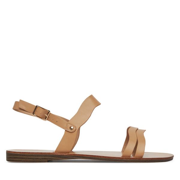 Sandały DeeZee. Brązowe sandały damskie DeeZee, bez wzorów, bez obcasa, na płaskiej podeszwie, bez zapięcia. Za 99.99 zł.