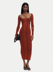 Desigual Sukienka koktajlowa Marlene 25WWVF08 Pomarańczowy Slim Fit. Brązowe sukienki damskie Desigual, m, bez wzorów, z wiskozy, wizytowe, bez kołnierzyka, bez ramiączek. Za 689.99 zł.