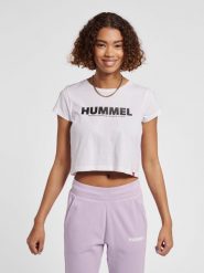 Damska koszulka crop top Hummel Legacy. Białe t-shirty damskie Hummel, l, bez wzorów, z bawełny, klasyczne, bez kołnierzyka. Za 83.60 zł.