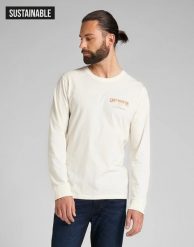 LEE LS CAN'T BUST'EM TEE MĘSKI LONGSLEEVE ECRU L62MFENQ 112140419. Bluzki z długim rękawem męskie Lee, l, bez wzorów, bez kołnierzyka. Za 89.99 zł.