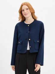 Tommy Hilfiger kurtka pudełkowa z zawartością wełny Kobiety niebieski, 38. Niebieskie kurtki damskie Tommy Hilfiger, bez wzorów, z wełny, bez kaptura. Za 849.95 zł.