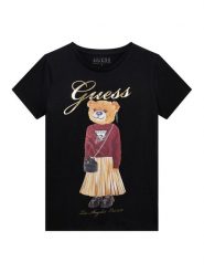 Guess T-Shirt J5BI39 J1314 Czarny Regular Fit. Czarne t-shirty i topy dla dziewczynek Guess, z aplikacjami, z bawełny, bez ramiączek. Za 89.99 zł.