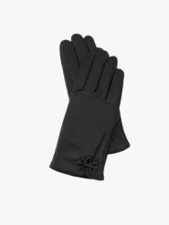 Czarne rękawiczki ze skóry licowej. Czarne rękawiczki damskie Ryłko, bez wzorów, ze skóry, eleganckie. Za 129.99 zł.