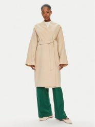 Weekend Max Mara Płaszcz wełniany Eris 2425016011 Beżowy Oversize. Brązowe płaszcze damskie Weekend Max Mara, bez wzorów, z wełny, bez kaptura. Za 2,899.00 zł.