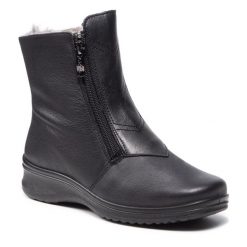 Botki Ara. Czarne botki damskie Ara, bez obcasa, na płaskiej podeszwie, bez zapięcia. Za 569.99 zł.