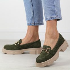 Khaki skórzane mokasyny damskie Filippo Dp6100/24. Brązowe mokasyny damskie Filippo, z nubiku, eleganckie. Za 199.00 zł.