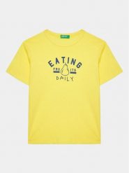 United Colors Of Benetton T-Shirt 3096G109K Żółty Regular Fit. Żółte t-shirty dla chłopców United Colors Of Benetton, bez wzorów, z bawełny, bez ramiączek. Za 39.99 zł.