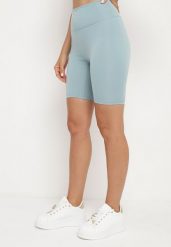 Miętowe Kolarki Szorty z Wysokim Stanem i Szeroką Gumką w Pasie Nansileene. Zielone szorty damskie Born2be, l, bez wzorów, eleganckie, z podwyższonym stanem. Za 29.99 zł.