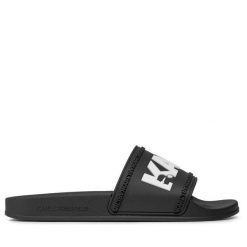 Klapki KARL LAGERFELD. Czarne klapki damskie KARL LAGERFELD, bez wzorów, bez obcasa. Za 289.99 zł.