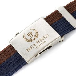 Pasek parciany PAOLO PERUZZI PW-02-105 CM brązowo-granatowy. Brązowe paski damskie Paolo Peruzzi, bez wzorów, z materiału. Za 34.00 zł.